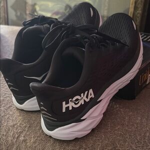 Hoka One One Black and White Athletic Shoes